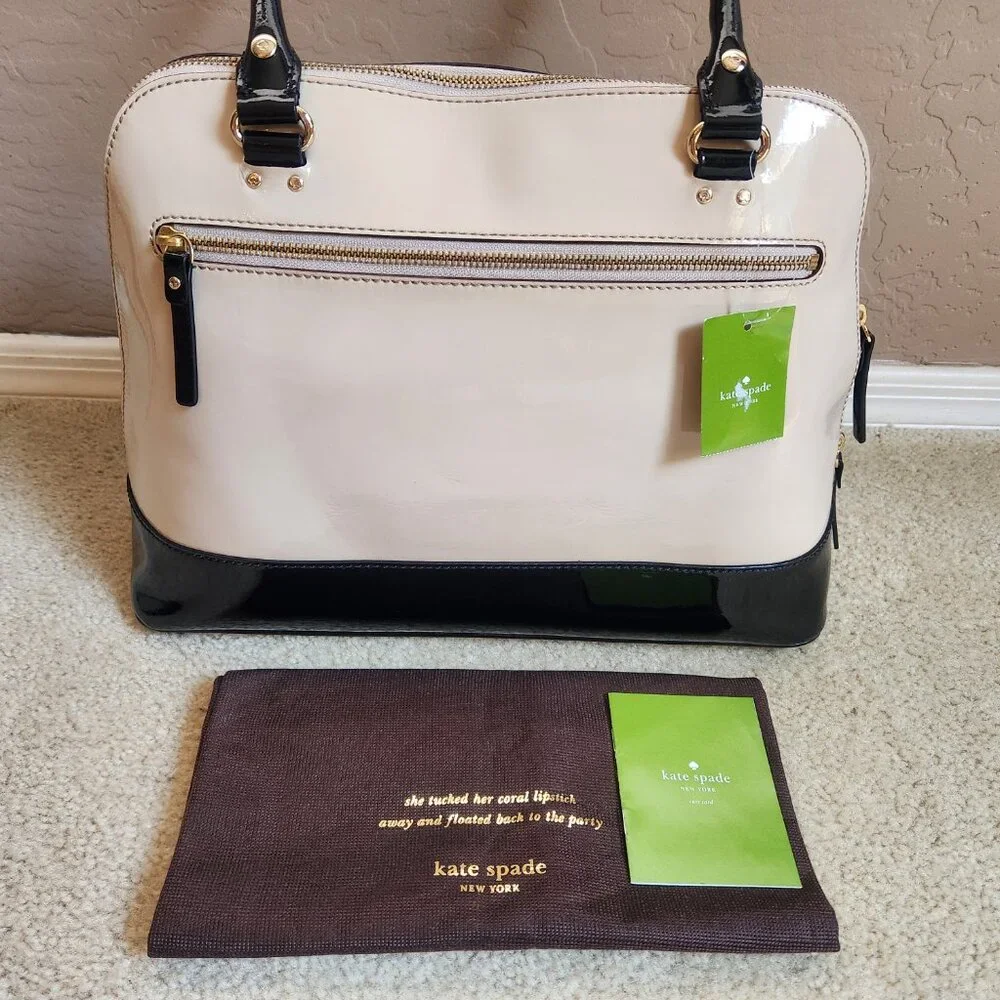NWT Kate Spade Rachelle Wellesley Patent Leather Satchel--Cream and Black